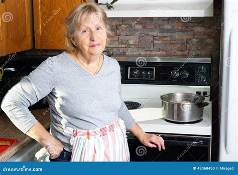 Friendly Grandmother Cooking Stock Photo Image Of Holidays Kitchen