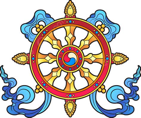 8 티베트 불교 만다라 Stupa 6의 길조 상징 불 일러스트 아디 다팟 8 가지 길조 상징 Stupa Png 일러스트