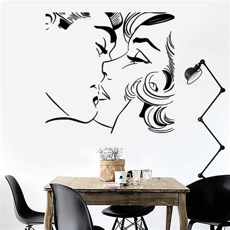 Wall Sticker Kiss Kissing Couple Romantic Love Decor For Pop Art Bedro — Wallstickers4you