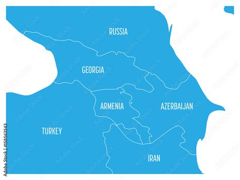 Map Of Caucasian Region With States Of Georgia Armenia Azerbaijan