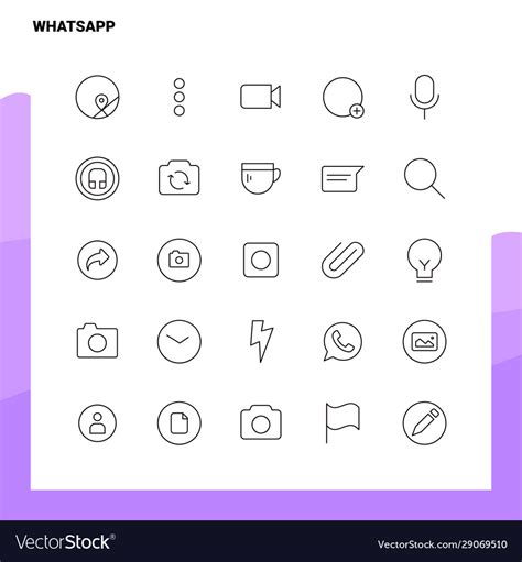 Set Whatsapp Line Icon 25 Icons Minimalism Vector Image