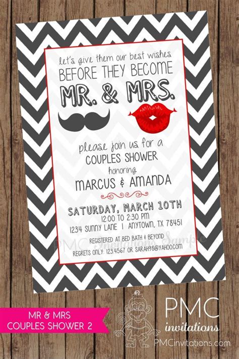 custom printed mr and mrs couples shower invitation gray and etsy couple shower couples