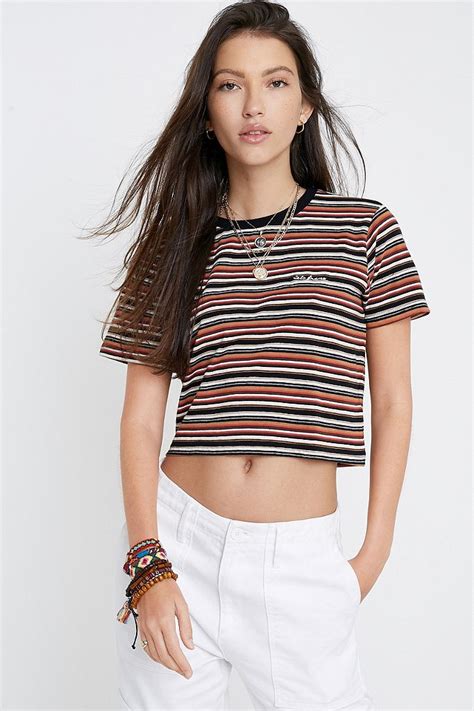 iets frans brown stripe crop t shirt urban outfitters uk