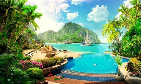 Paradise Resort Beaches And Nature Background Wallpapers On Desktop 296