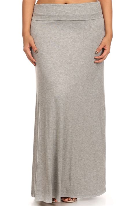 women s plus size trendy style solid maxi skirt