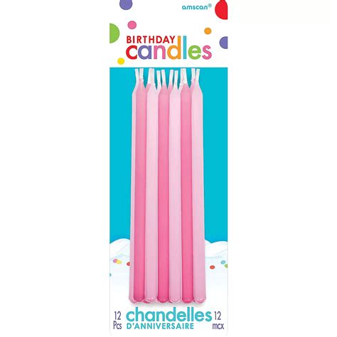 Tall Pink Birthday Candles 12ct Party City