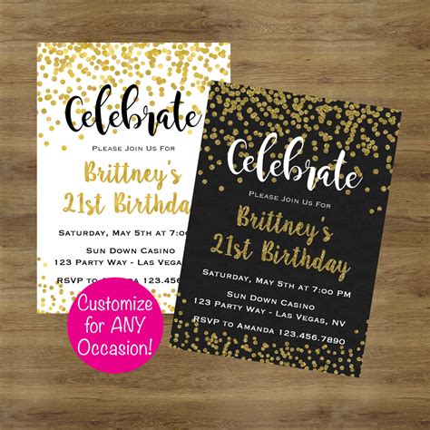 We welcome your cards to be sent to the following gold adult birthday invitation