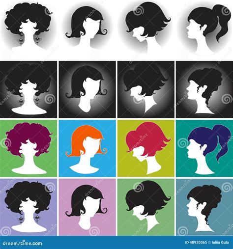 Silhouette Girl Elegant Female Hairstyles Stock Illustration Illustration Of Attractive