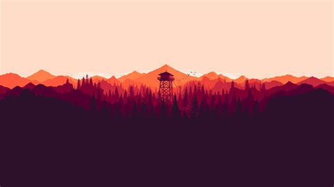Minimalism Forest Mountains 1080p Digital Art Illustration