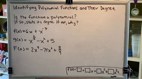 Identifying Polynomial Functions And Their Degree Part 4 Youtube