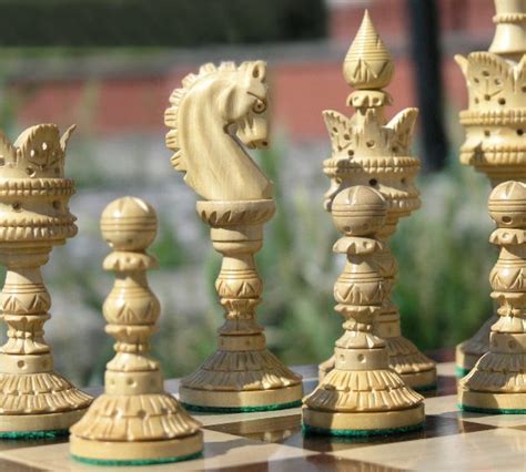Large Lotus Carved Weighted Chess Set Unique Chessbaron Chess Sets