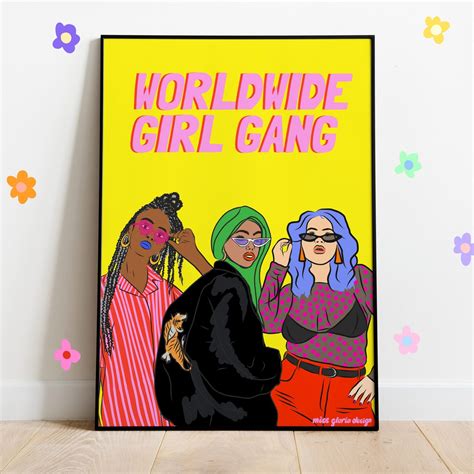 Worldwide Girl Gang Girl Power Print Feminist Art Print Etsy