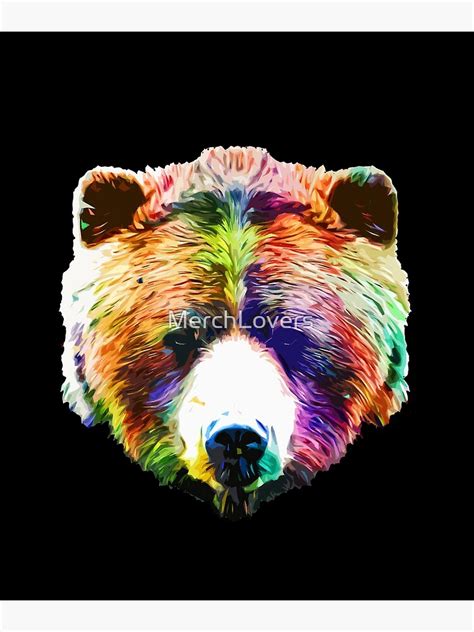 Geometric Fractal Colorful Bear Art Poster By Merchlovers Redbubble