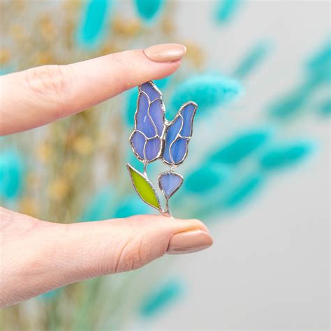 Lavender Flower Stained Glass Brooch Pin Accessory