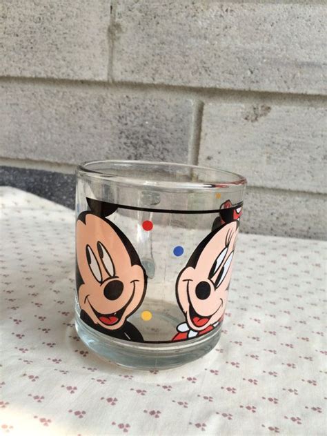 Clear Glass Mickey And Minnie Mouse Coffee Mugdisney Mickey Etsy Mickey Mouse Cups Glass