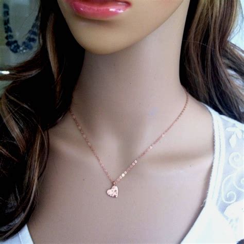Rose Gold Fill Heart Necklace Small Hammered Heart Gold Filled
