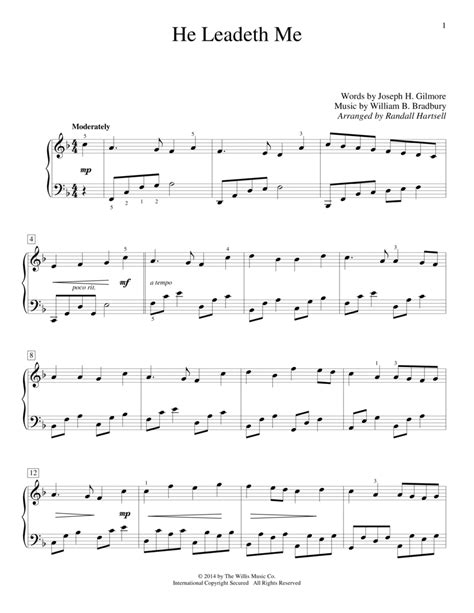 He Leadeth Me By William B Bradbury Piano Method Digital Sheet
