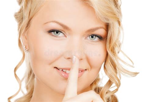 Woman With Finger On Her Lips Stock Image Image Of Lips
