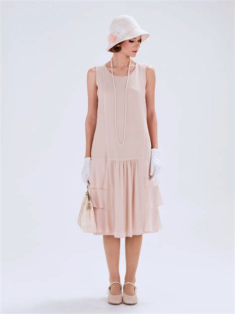 Nude S Chiffon Flapper Dress With Tiered Skirt Great Etsy