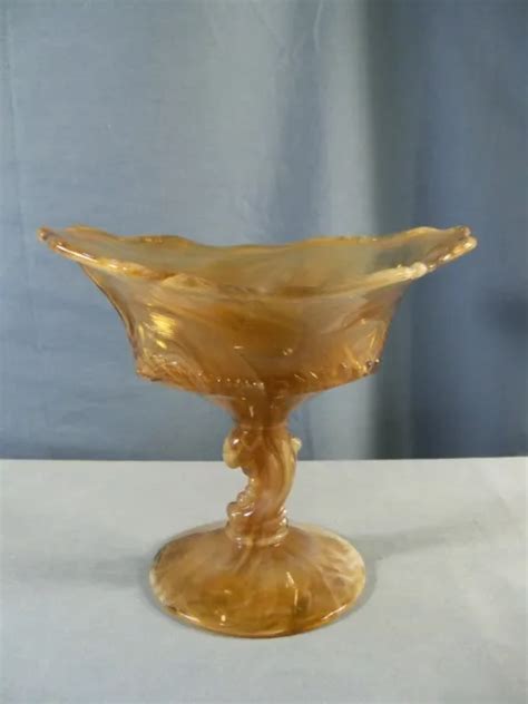 Imperial Light Caramel Slag Glass Waverly Oval Compote Heisey Mold