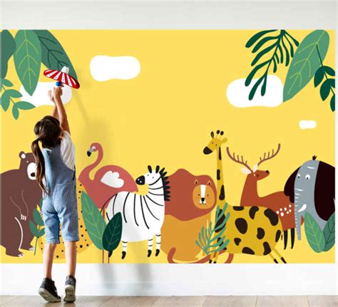 Different Wild Species Animals Mural Wallpaper Tenstickers