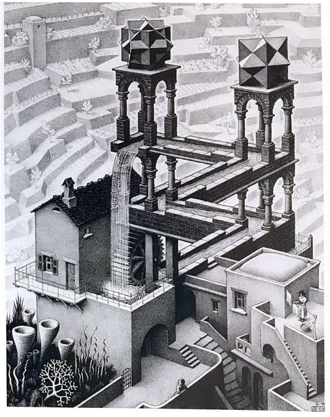 Waterfall Escher Vintage Print Escher Poster Surrealist Print
