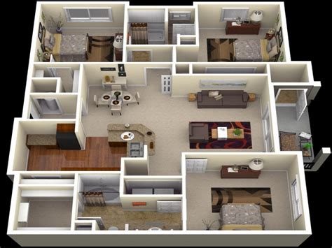 3 bedroom apartments in chicago could be the solution to your storage needs or simply an efficient way of sharing the cost of renting an apartment. 3 Bedroom Apartment Floor Plans 3D 3 Bedroom Apartments in ...