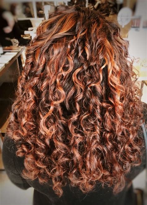 Curly Red Hair With Copper Highlights Highlights Curly Hair Colored