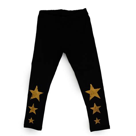 Black Kids Leggings With Gold Stars Print Kids Outfits Leggings Kids