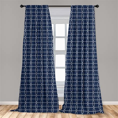 Nautical Curtains 2 Panels Set Bicolored Maritime Design Of Ropes And