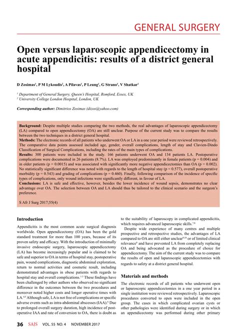 PDF Open Versus Laparoscopic Appendicectomy In Acute Appendicitis