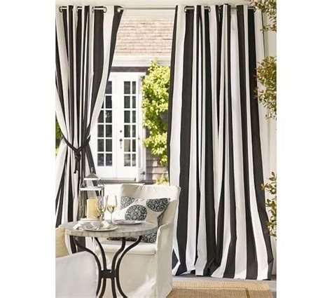 Outdoor Curtains Black White Stripe Hawk Haven