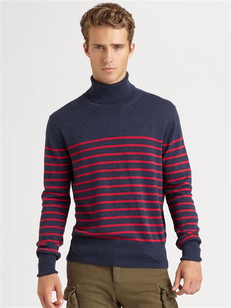 Lyst Gant Striped Turtleneck Sweater In Blue For Men