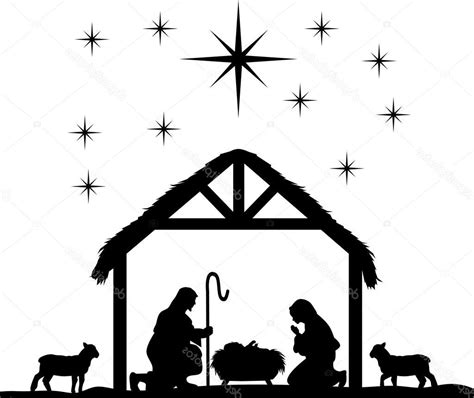 Nativity Scene Silhouette Vector At Collection Of