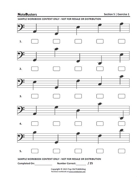 Sight Reading Sheet Music Exercises From Notebusters Section 5
