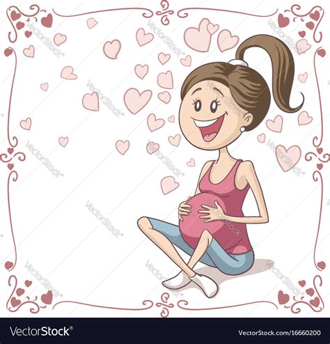 Happy Pregnant Woman Cartoon Royalty Free Vector Image