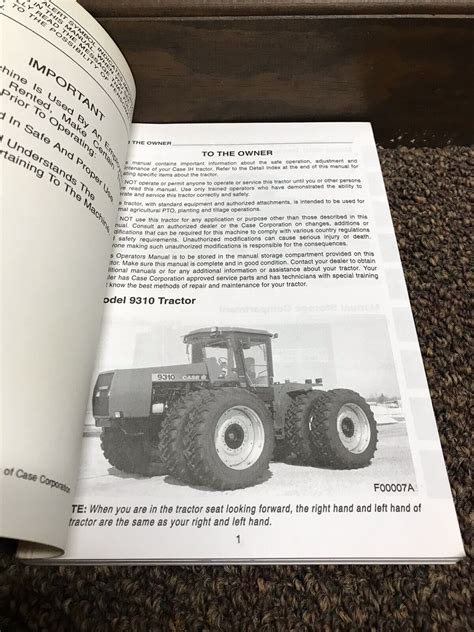 Genuine Original Case Ih 9310 9330 Tractor Operators Operation Manual