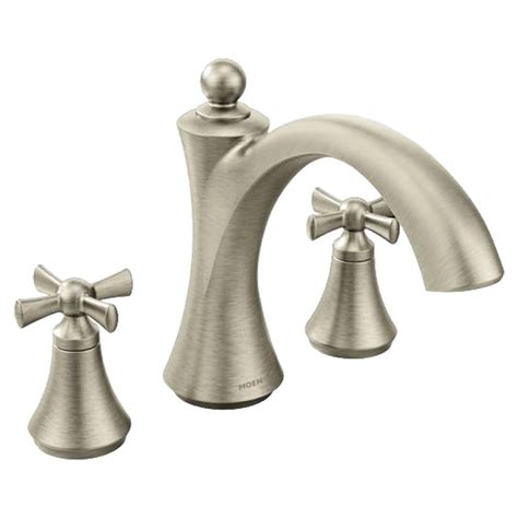 Moen roman tub with diverter 10 center 1/2 cc connection from finishes that last a lifetime, to faucets that perfectly balance your water pressure, moen sets the standard for exceptional beauty and reliable, innovative design. Moen T657BN Two-Handle Non-Diverter Roman Tub Faucet ...