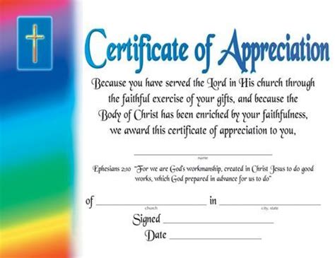 Free Church Certificate Of Appreciation Template Printable Templates