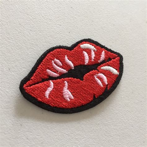 Red Lips Iron On Patch Kiss Mouth Patch Girly Badge Diy Etsy