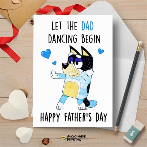 Bluey Heeler Fathers Day Card Dancing Dad Card Etsy