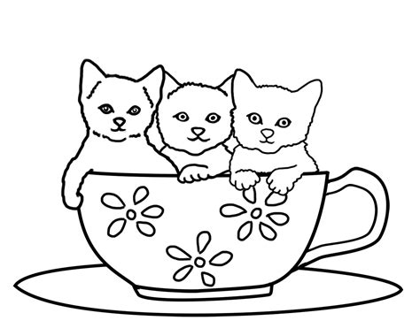Young cat in the garden. Cat Coloring Pages