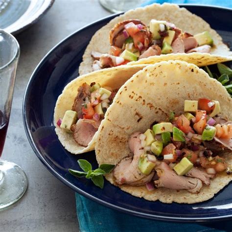 Ingredients for making pork asado. Pork Tenderloin Tacos with Avocado Salsa | Recipe | Pork ...