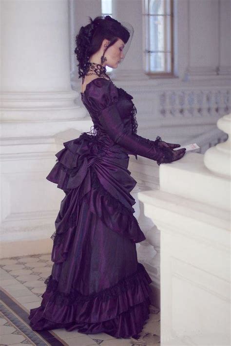 Victorian Gothic Corset Lace Up Wedding Dresses Retro Ball Duchess Long