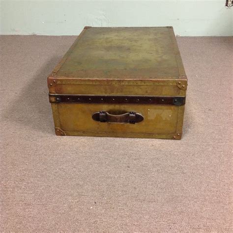 Vintage Bond St Of London Distressed Brass And Leather Chest Or Trunk