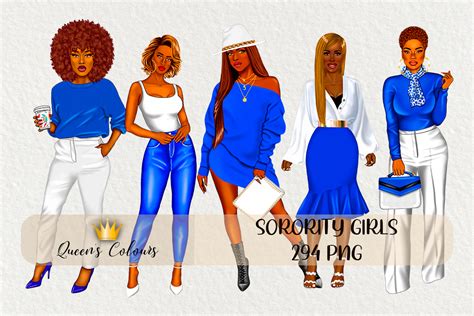 Sorority Girls Clipart Blue And White Afbeelding Door Queen´s Colours