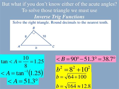 Replace the variables in the theorem with the values of the known sides. PPT - Chapter 12 - Lesson 12.2 Problem Solving with Right Triangles PowerPoint Presentation - ID ...