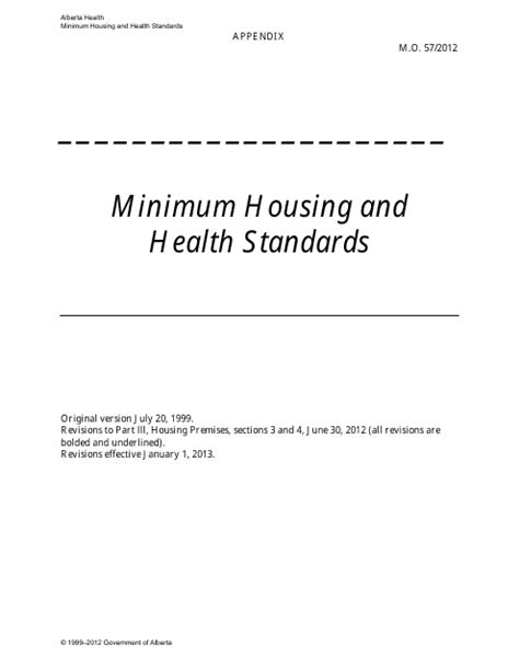 Minimum Housing And Health Standards Alberta Download Printable Pdf