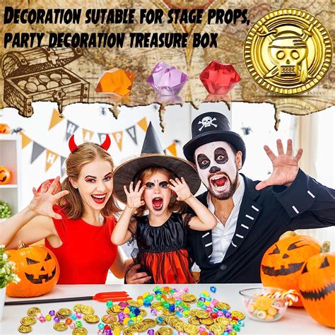 Buy 150 Pieces Plastic Pirate Gold Coins Acrylic Colored Gems Pirate