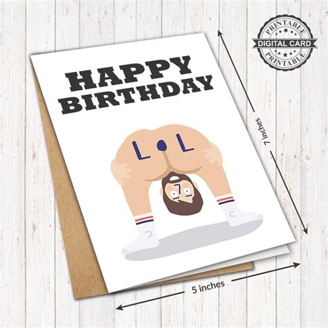 Funny Printable Birthday Card Naked Butt Birthday Card Print Lol Pdf